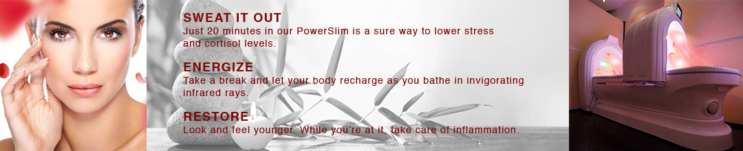 A picture of some leaves with the words " powerslim is a sure way to lower your body recharge as you bathe."